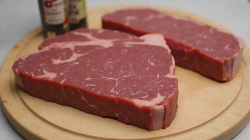 Mariniertes Rindersteak, bereit zum Grillen