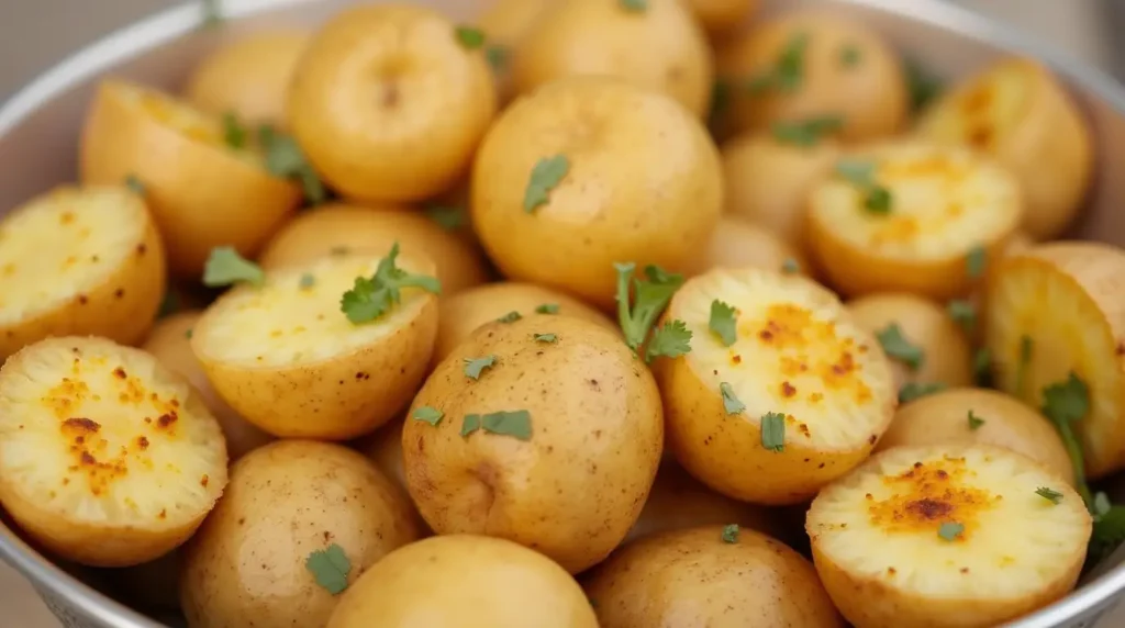 Hähnchen und Kartoffeln im Hähnchen Kartoffelauflauf – Zwei nahrhafte Zutaten, die für Kinder und Familien viele gesundheitliche Vorteile bieten.