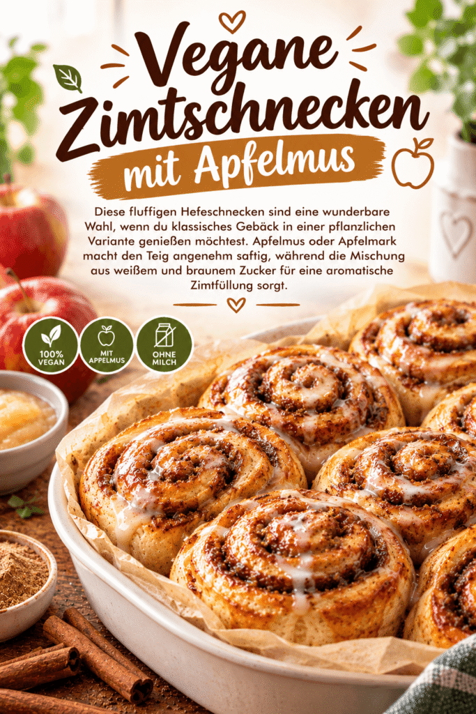 Vegane Zimtschnecken mit Apfelmus und süßem Zuckerguss