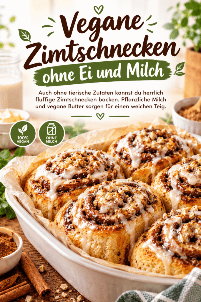 Vegane Zimtschnecken ohne Ei und Milch mit fluffigem Hefeteig und aromatischer Zimtfüllung