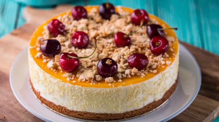 Saftiger Käsekuchen mit Kirschen und Streuseln 🍒✨ Einfach & Schnell!